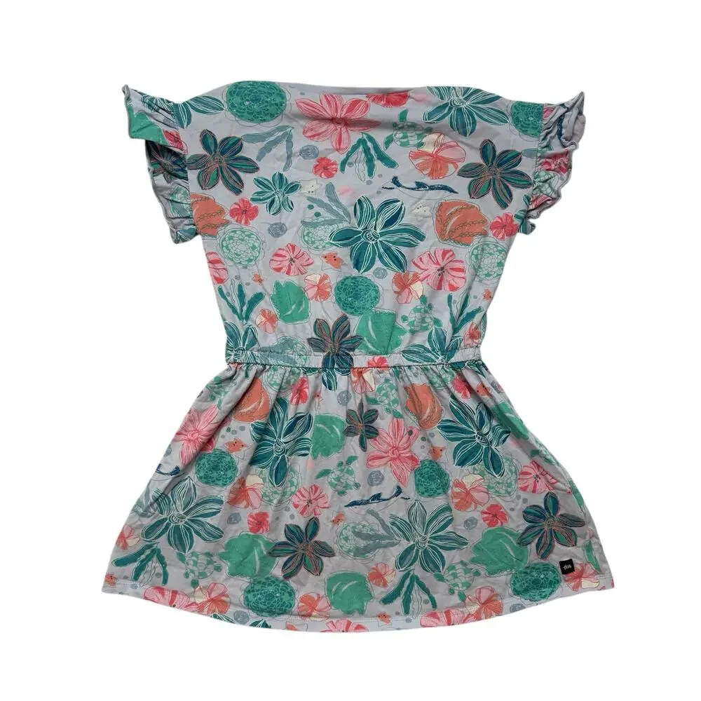 TEA COLLECTION Garden Under The Sea Tie Waist Ruffle Dress Size 7 Girls 23M12306